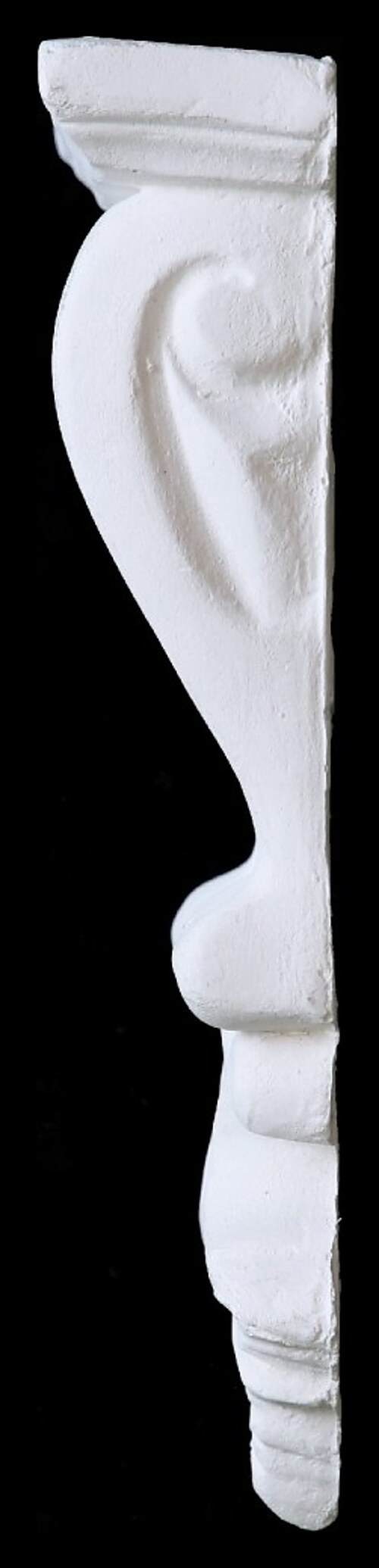 Fluted drop fibrous plaster corbel, side profile