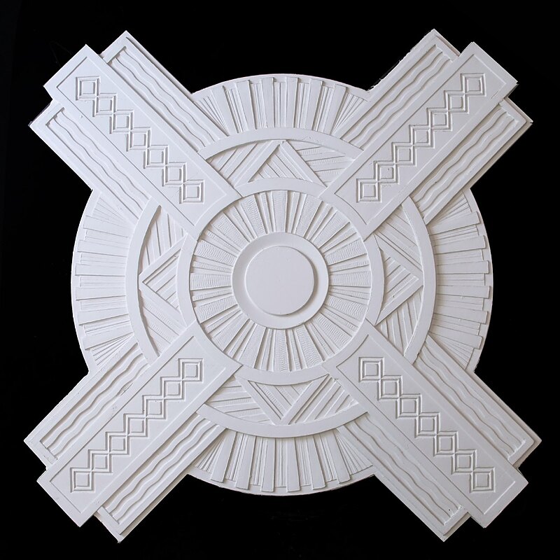 Art Deco style fibrous plaster ceiling centre cast by Atlas