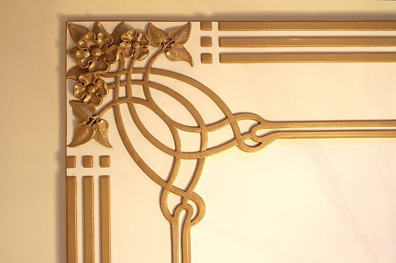 Gilded Art Nouveau plaster corner moulding at Toitoi, Hastings Opera House