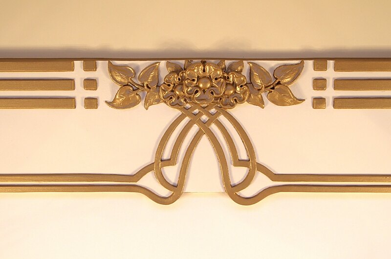 Gilded floral plaster frieze detail at Toitoi, Hastings Opera House